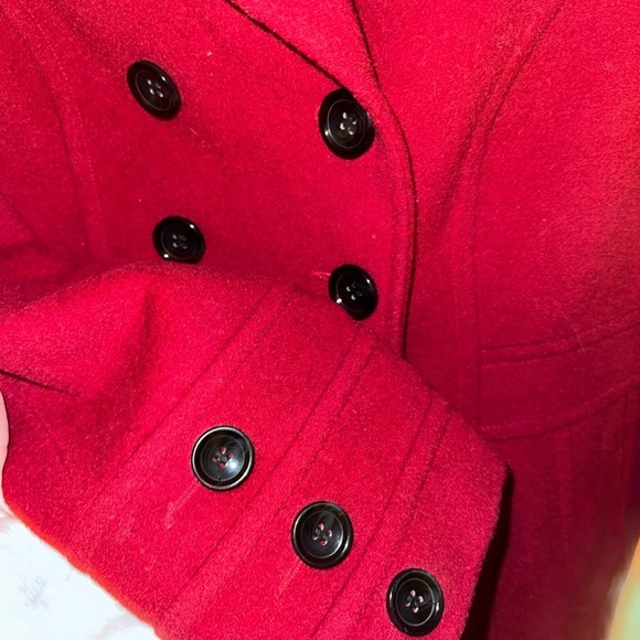 St. John's Bay Women's Red Double-Breasted Pea Coat - Picture 3 of 9